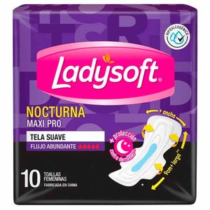 Toallas Higiénicas LADYSOFT Nocturna Maxi Pro Paquete 10un