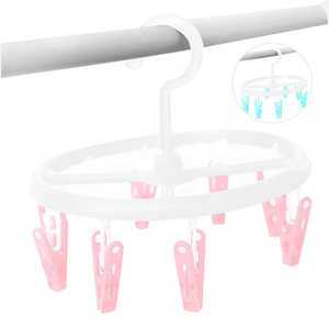 Colgador Tendedero con 8 Ganchos para Ropa de Bebé Medias Rosado 639G