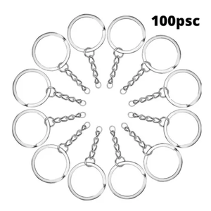 100 Argollas Aros Planos para Llavero de 25mm con Cadena