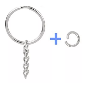 100 Argollas Aros Planos para Llavero de 25mm con Cadena