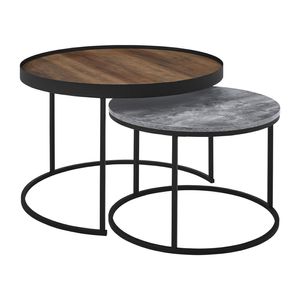 Set de Mesas de Centro Industrial Loki Caramelo - Cemento Coricha Home