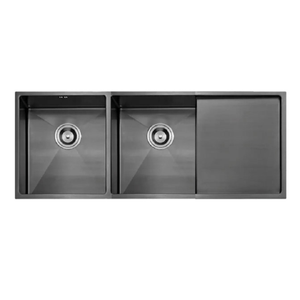 Lavadero de Cocina Acero 2 pozas con escurridero XM ULD03-12050 Negro