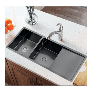 Lavadero de Cocina Acero 2 pozas con escurridero XM ULD03-12050 Negro