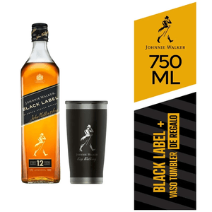 Whisky JOHNNIE WALKER Black Label Botella 750ml + Vaso Tumbler