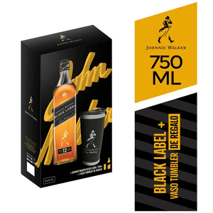 Whisky JOHNNIE WALKER Black Label Botella 750ml + Vaso Tumbler