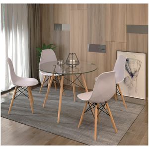 COMBO Mesa + 4 Sillas Vintage Teiona Ventitas Home Blanco