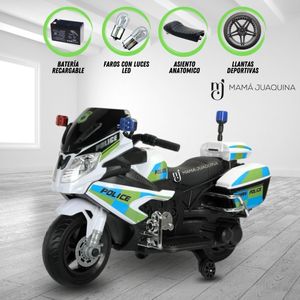 Moto Lineal a Batería para Niños Police Elite Blanco