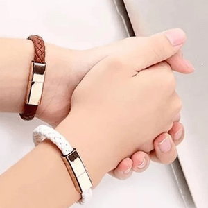 Brazalete de Cuero Cable Lightning a USB - Blanco