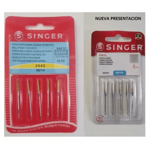 Aguja Singer Punta Bola 2045 Numero 14 para Maquina de Coser Domestica