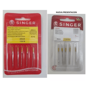 Aguja Singer Punta Bola 2045 Varias Medidas Kit de 6 Paquetes