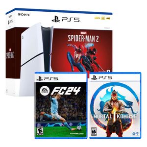 Consola Ps5 Slim Bundle Spiderman 2 + Ea Sports Fc 24 + Mortal Kombat 1