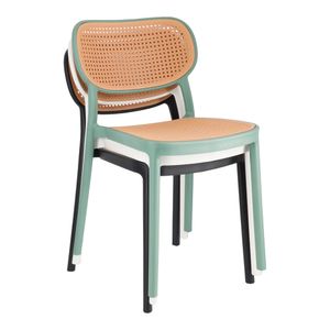 Silla de Plástico con Rattan 41x53x85cm