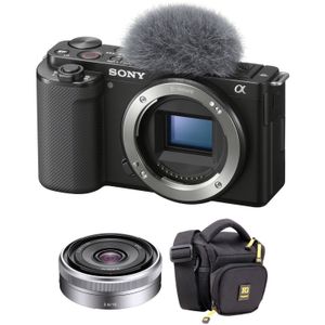 Cámara sin Espejo Sony Zv E10 con Lente de 16 Mm F 2.8 Y Kit de Bolsa Negro