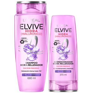 Pack Shampoo ELVIVE Ácido Hialurónico Frasco 680ml + Acondicionador ELVIVE Ácido Hialurónico Frasco 370ml