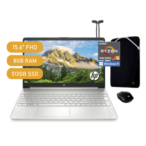 Laptop Hp 15-Ef2519la Ryzen 5-5500u 8gb/512gb Ssd/15.6 Hd/Windows 11- Audifono+Mouse Inalambr +Funda