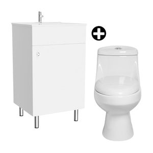 COMBO Baño Orange Blanco: Inodoro One Piece Indigo + Vanitorio Viena