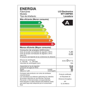 Lavadora LG Carga Superior 13 Kg WT13WPBK Blanco