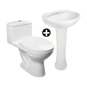 COMBO Inodoro One Piece Ibiza + Lavatorio Ibiza + Pedestal Quarzo