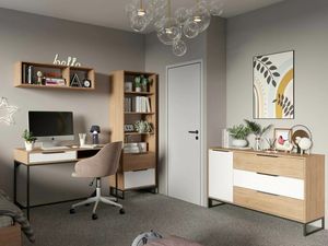 Librero Moderno Santiago 2 cajones color Duna/Blanco TU MESITA