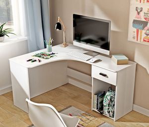 Escritorio en L Práctico Leonidas color blanco TU MESITA 1 cajón