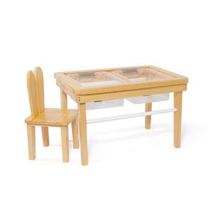 Mesa Sensorial Mi Madera Perfecta Con 1 Silla Negro Y Blanco