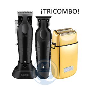 Tricombo Kemei Cortadora KM2296 con Trimmer KM2299 y Afeitadora KMTX1