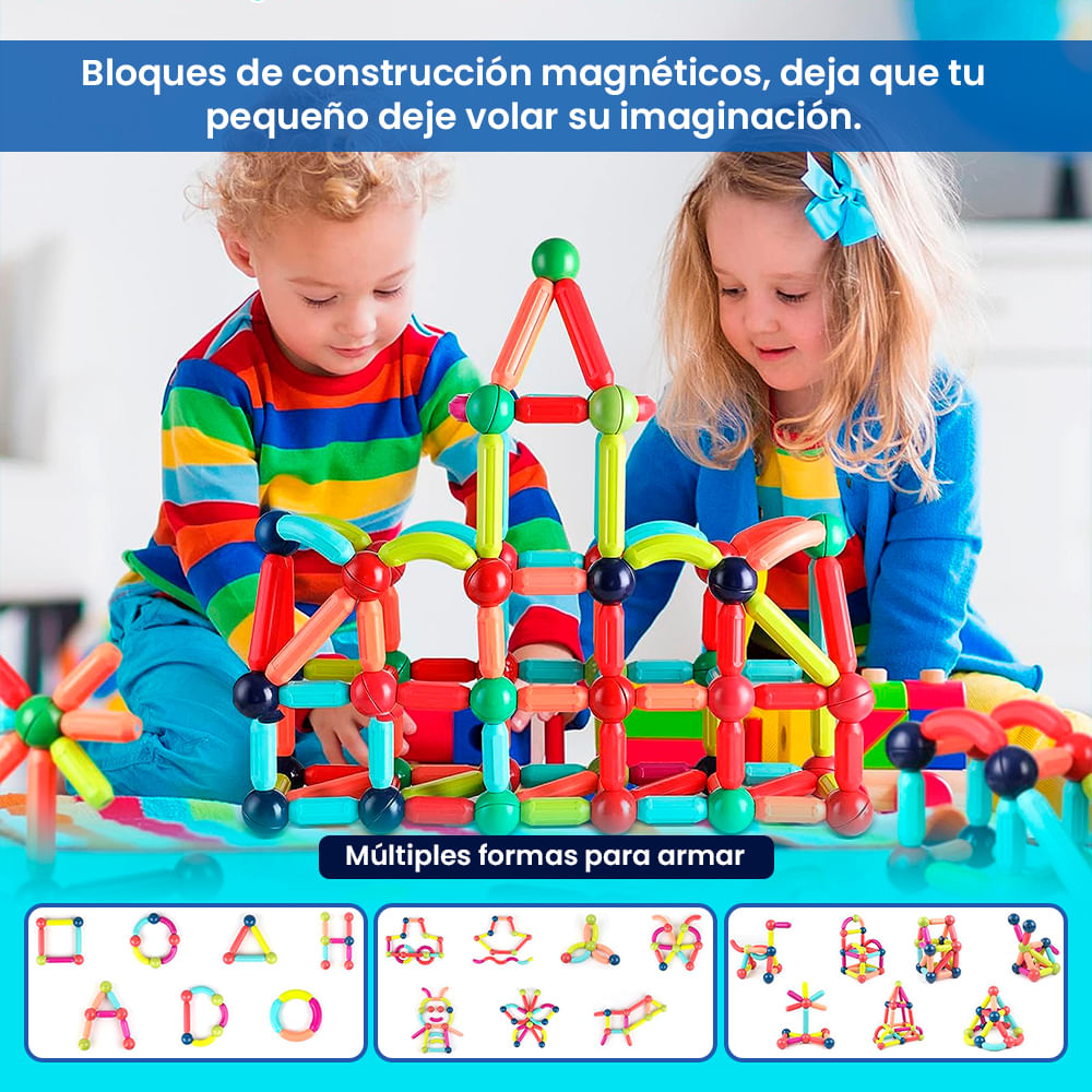 Juego Didactico Educativo Bloques Construccion Magnetico 3 anos 36 Pzs Real Plaza