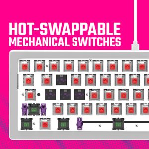 Teclado Mecánico Cooler Master Ck720 65 Personalizable Plateado Blanco Interruptores Blancos