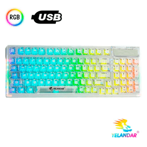 Teclado Gamer de Computadora Laptop PC USB Transparente RGB Blanco
