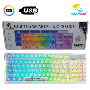 Teclado Gamer de Computadora Laptop PC USB Transparente RGB Blanco