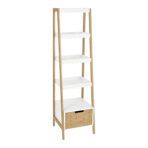 Estante Bambú de 5 Niveles con cajón 35x24x130 cm