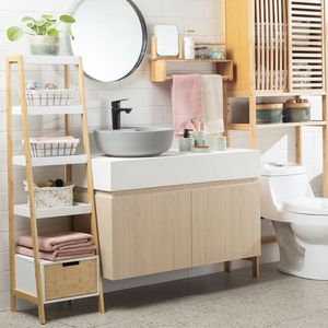 Estante Bambú de 5 Niveles con cajón 35x24x130 cm