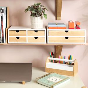 Cajonera MDF y Bambú 4 cajones 33x25x12,5
