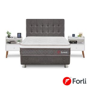 Dormitorio Boreal Queen + Velador Fer Blanco