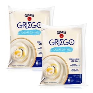 Pack Yogurt Batido GLORIA Griego con Miel Bolsa 800g x 2un