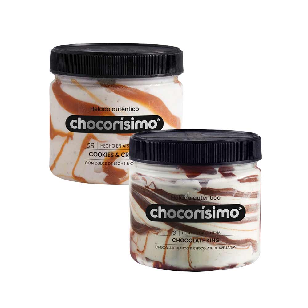 Pack CHOCORISIMO Helado Cookies & Cream Pote 460 ml + Helado Chocolate ...