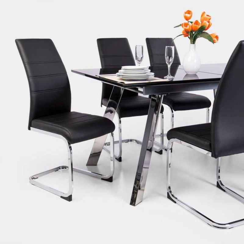 Juego de Comedor Extensible Salamanca 6 Sillas Negro