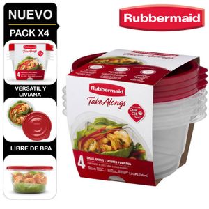 Taper Hermetico Rubbermaid Takelongs Set x 4 piezas 760ML