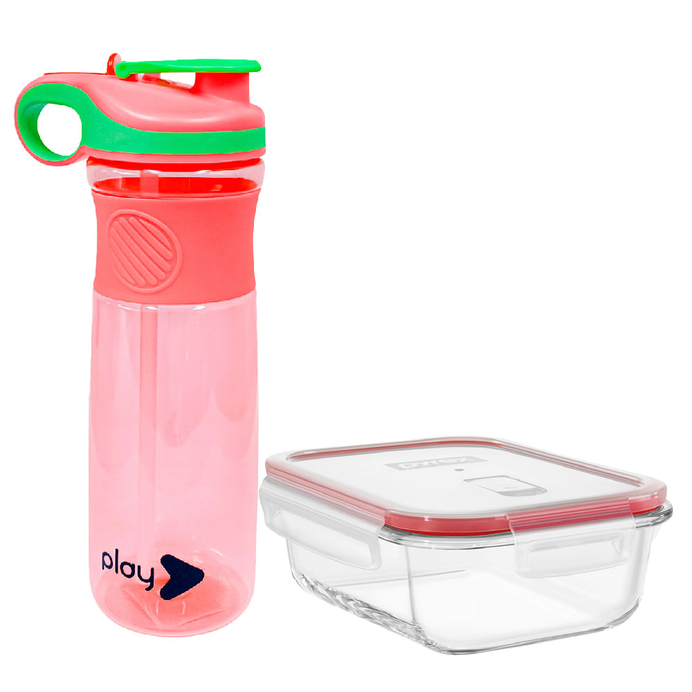Pack Taper rectangular Pyrex 650ml+ Tomatodo Scool 950ml Red - Real Plaza