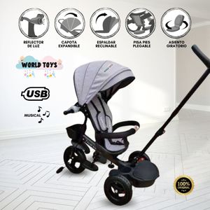 Triciclo Guiador Kids Cute Aventure Gris
