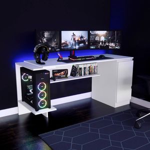 Escritorio Gamer NR 02 140cm 1 Puerta Movenda Full Blanco