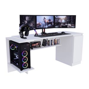 Escritorio Gamer NR 02 140cm 1 Puerta Movenda Full Blanco