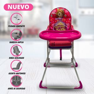 Silla de Comer Graduable Baby Happy Princess Sofia Fucsia