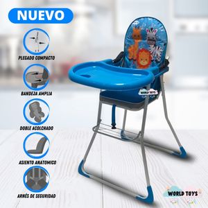 Silla de Comer Graduable Baby Happy Safari Toons Celeste