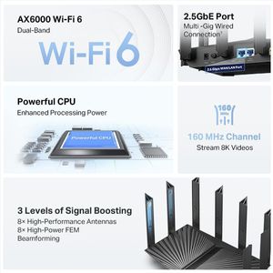 Router TP-Link Archer AX80 Wi-Fi 6 AX6000 Tri-Band Gigabit OneMesh