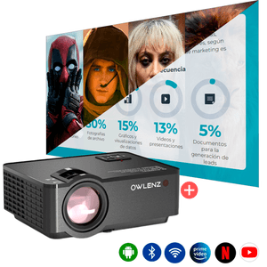Proyector Smart Owlenz Sd150 + Ecran 120 Pulgadas Plomo
