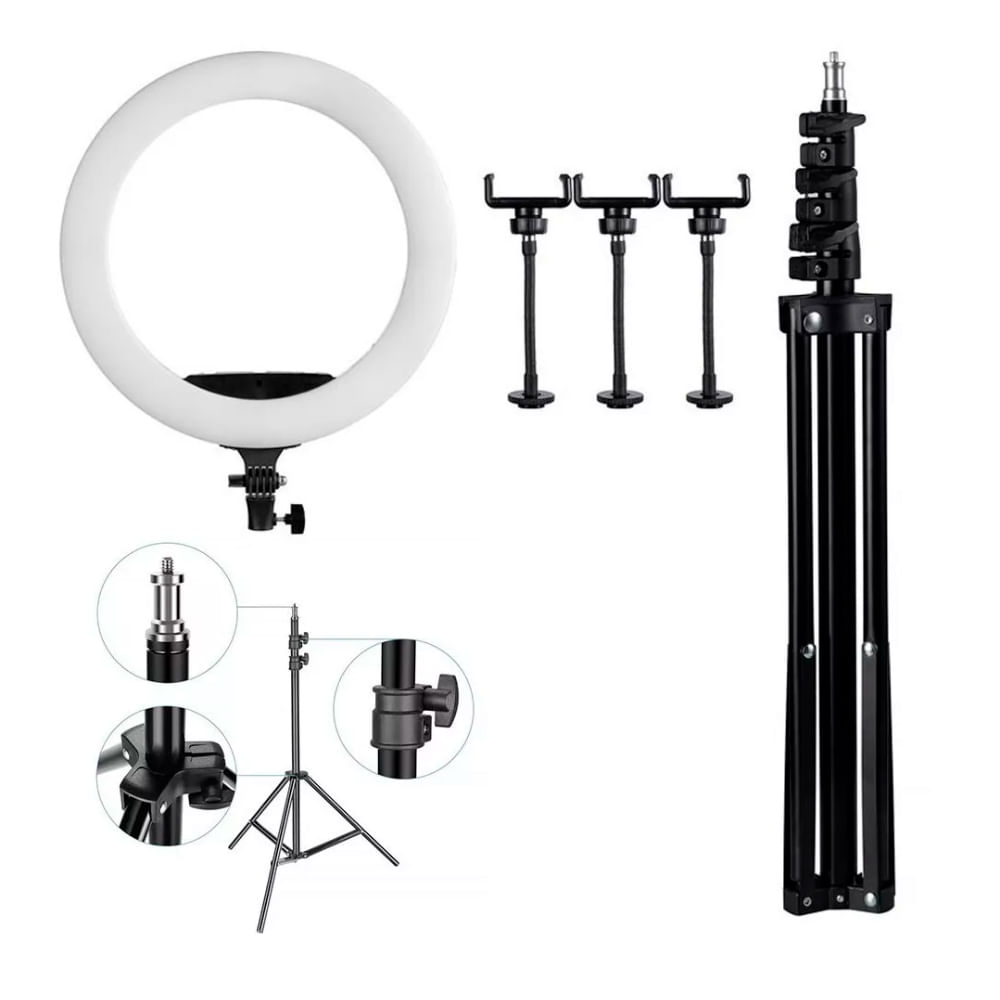 Aro de Luz 36 cm Led Trípode Metros Soportes Para Celular