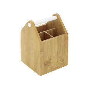 Organizador de lápices Madera Bambú con manilla 10x10x15 cm