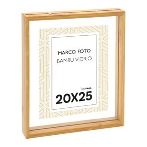 Marco Foto Bambú Doble Vidrio para Retratos de 20x25 cm