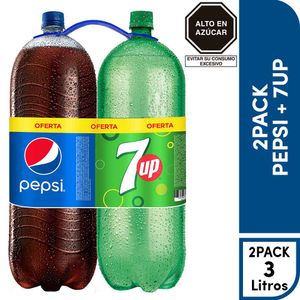 Gaseosa PEPSI + 7UP Botella 3L Paquete 2un